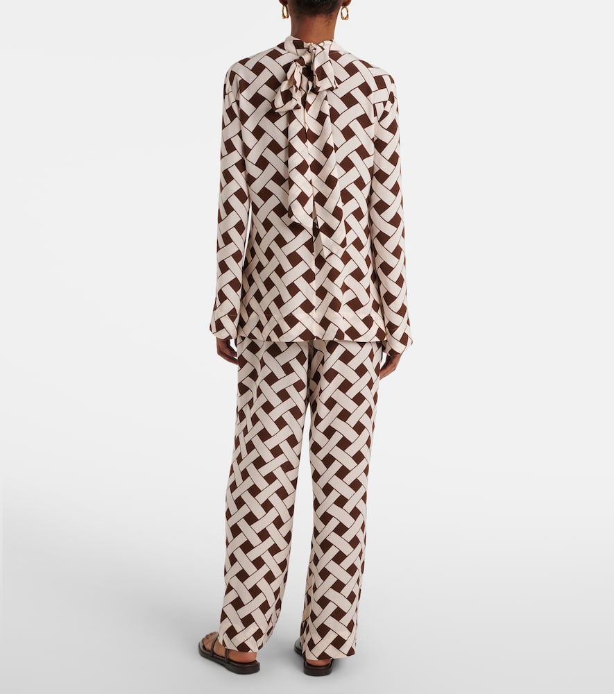 Libra printed tie-neck blouse