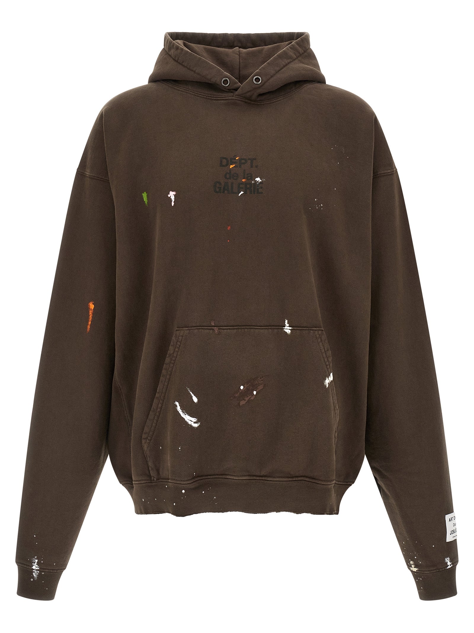 Hand-Painted Logo Hoodie — Brown