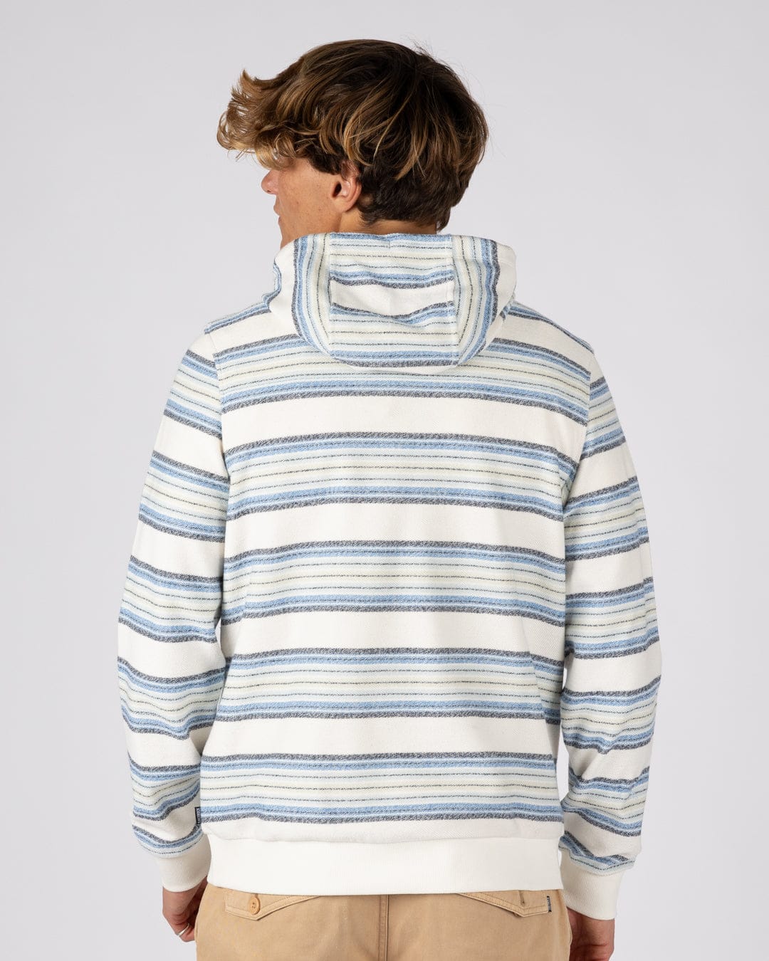 Saltrock Trewan Flame Mens Pop Hoodie in Blue/White Stripe