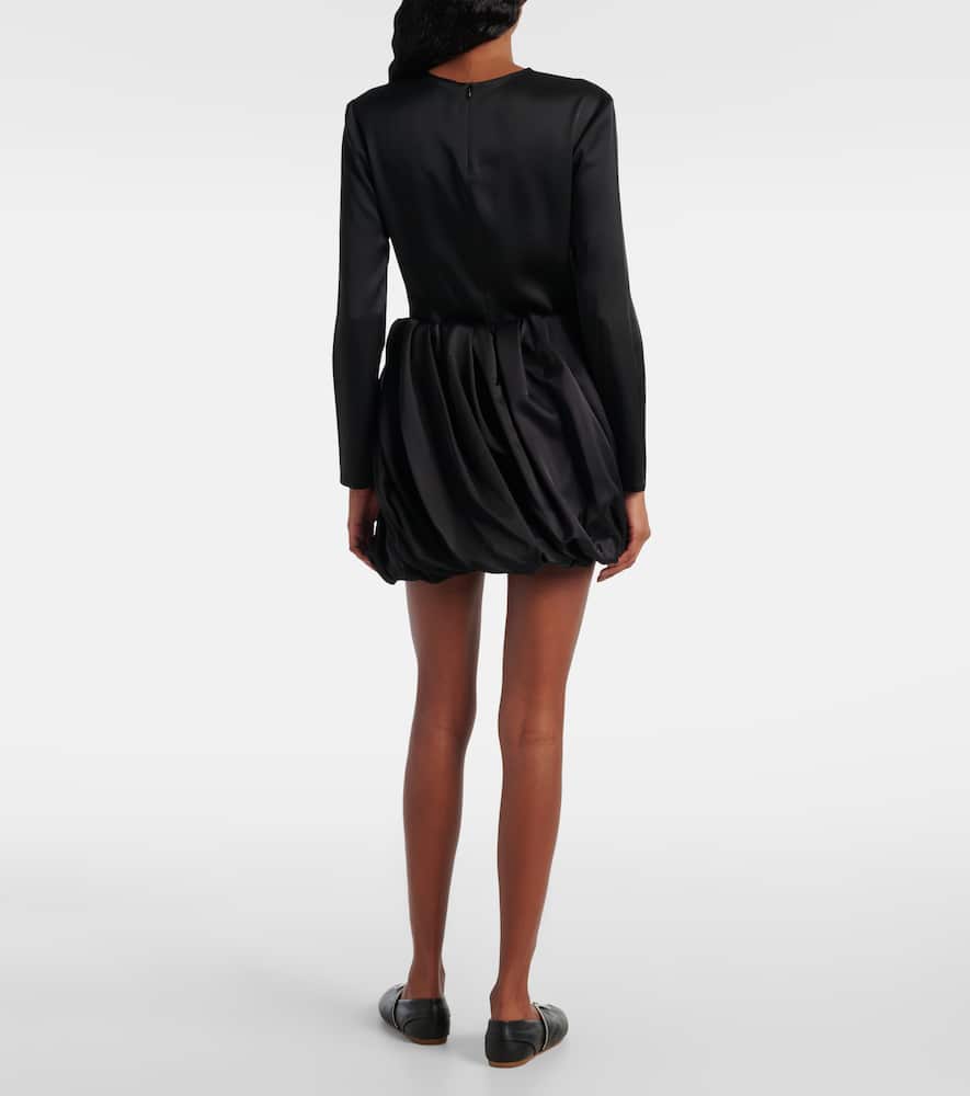 Pleated satin miniskirt
