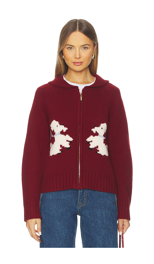 Tanner Fletcher Wellington Poodle Zip-up Sweater in Burgundy. 3/L. Also /XS, 1/S
