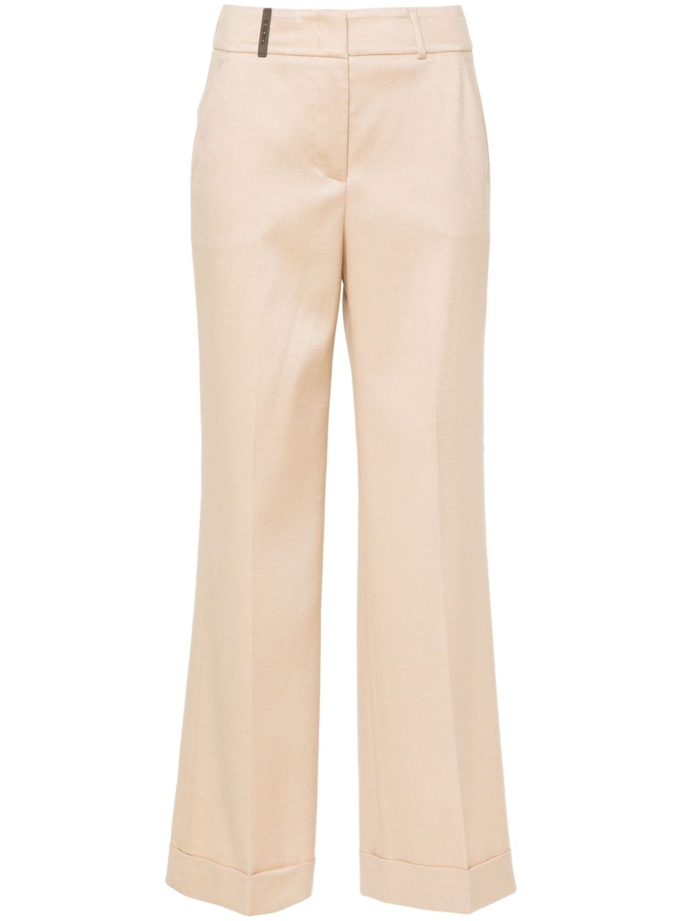Straight-leg flannel trousers - Neutrals