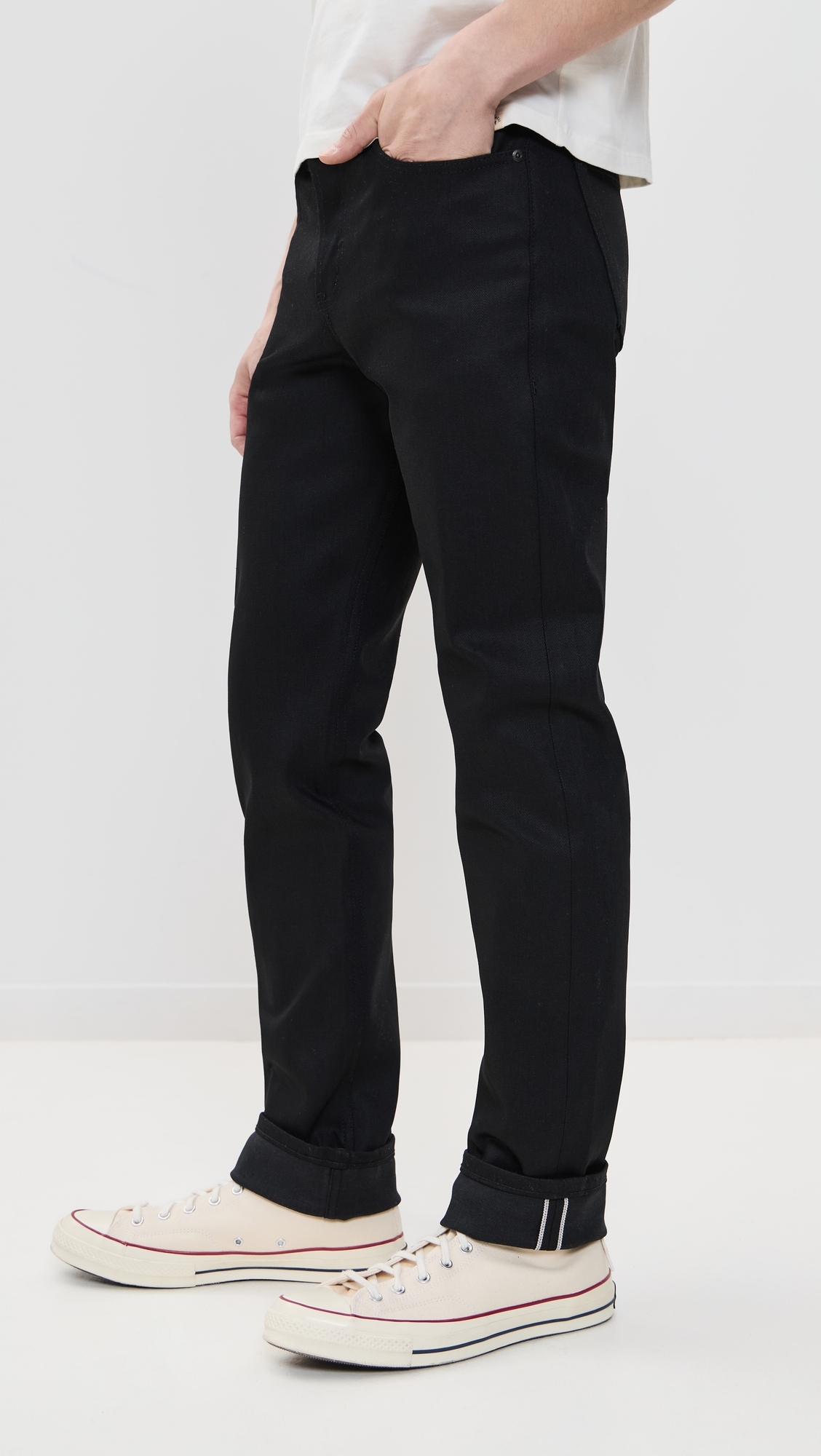 Naked & Famous Denim Weird Guy Black Cobra Stretch Selvedge Jeans Black