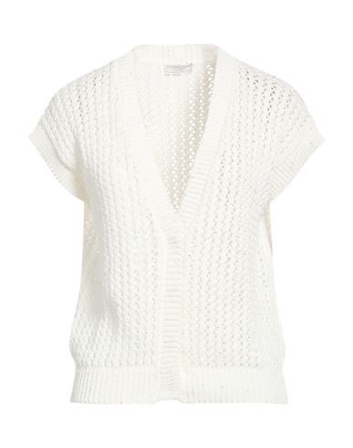 Woman Cardigan White Size 6 Cotton, Polyester