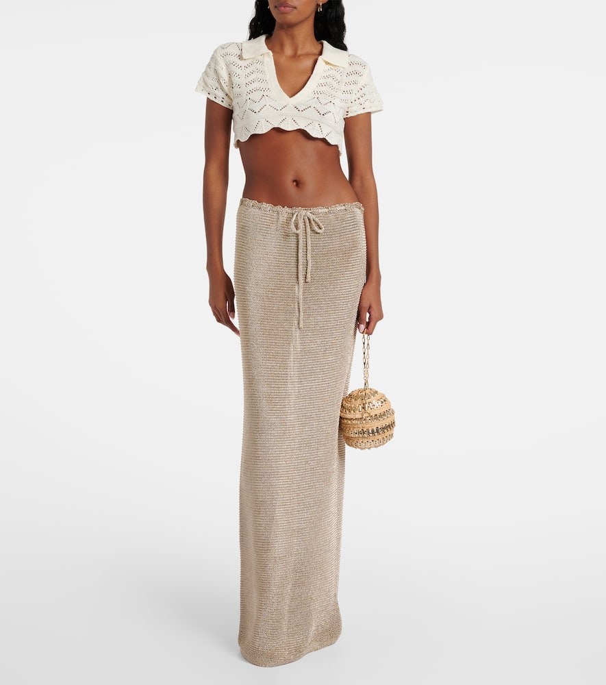 Coco knitted cotton-blend crop top