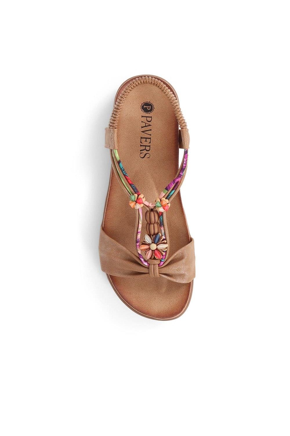 Pavers Women's Embellished Flat Sandals in Brown