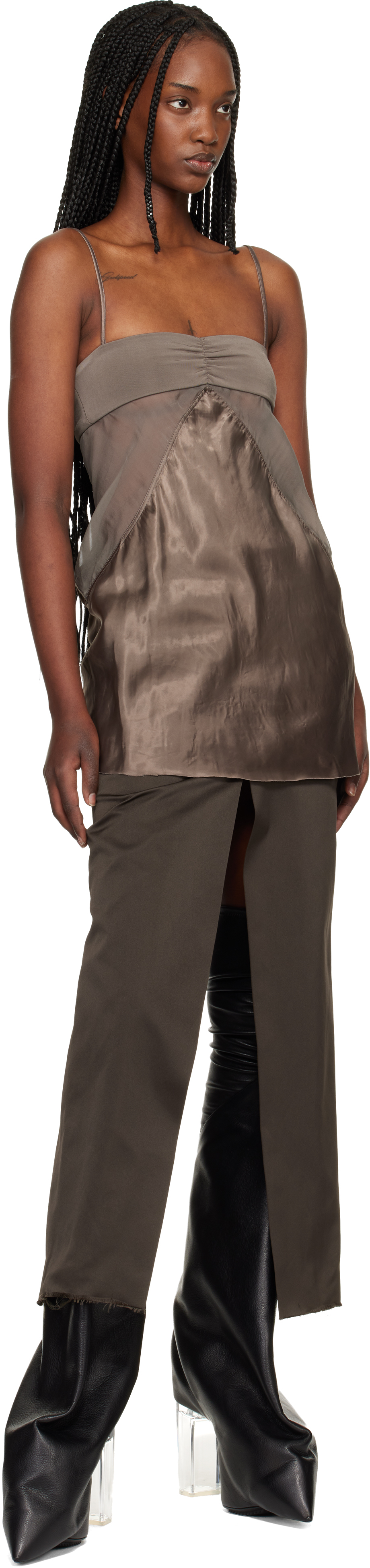 Gray Temple Sliced Midi Skirt
