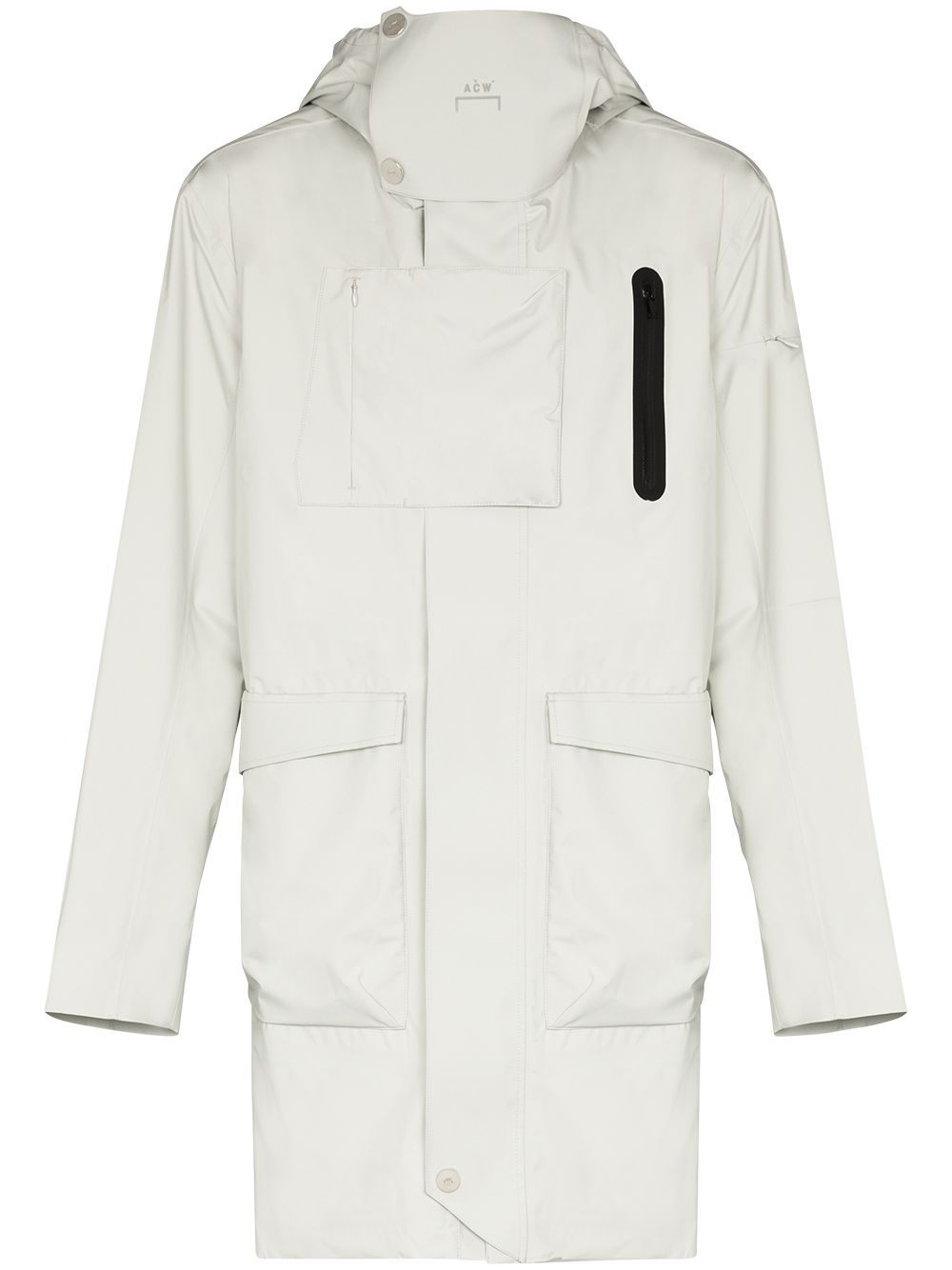 Concealed-fastening hooded jacket - Neutrals