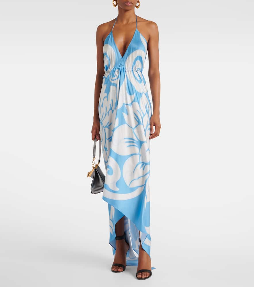 Printed silk midi dress
