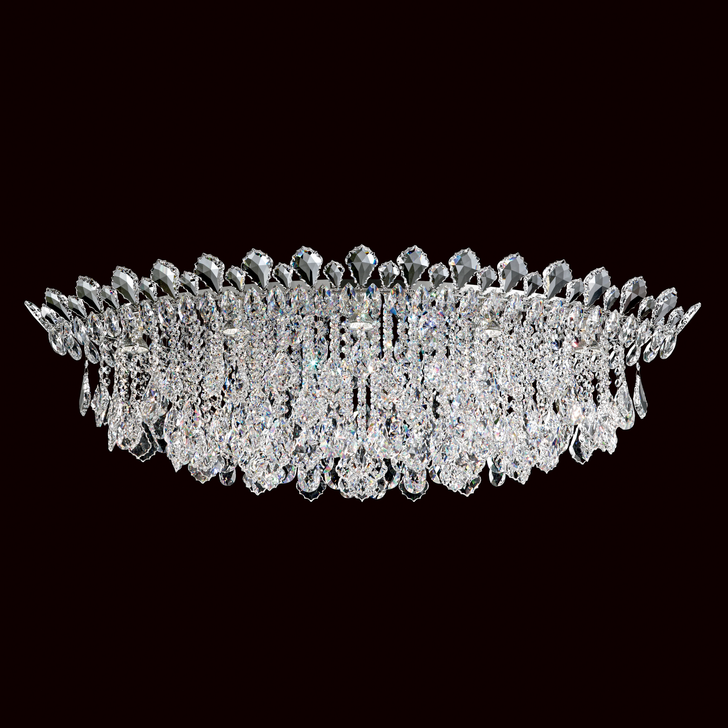 Schonbek Trilliane Strands 8-Light Ceiling Light in Stainless Steel with Clear Heritage Crysta