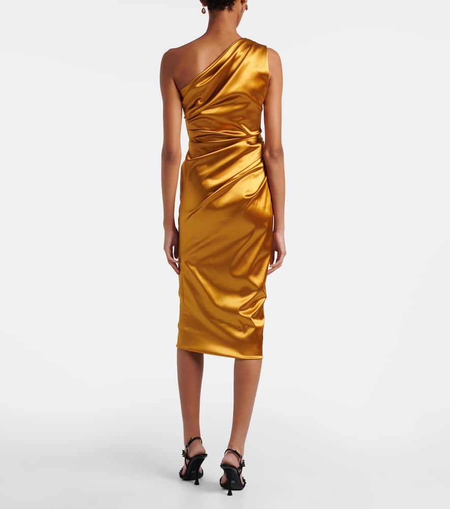 Gathered satin cocktail dress