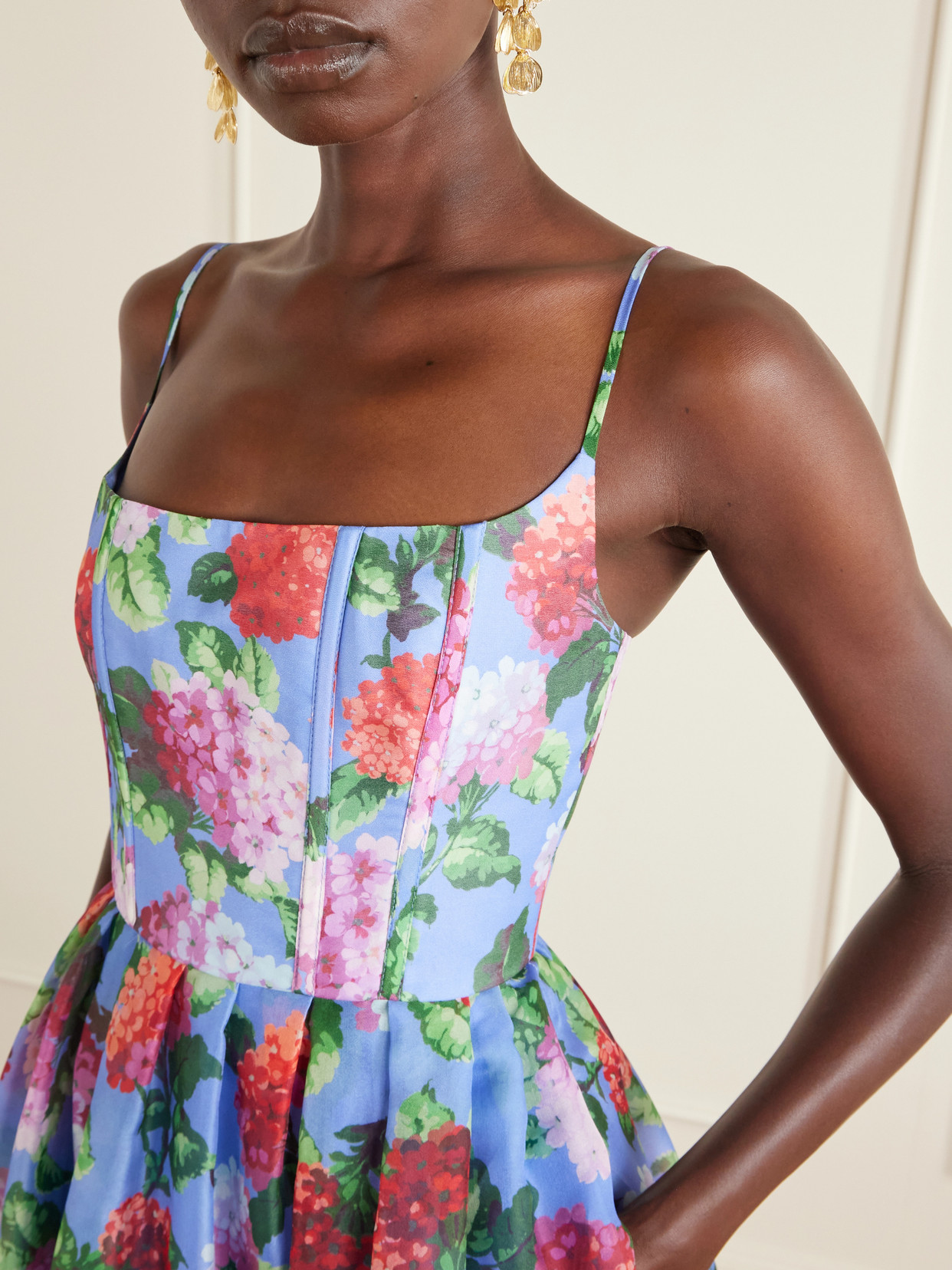 Floral-print Silk-crepe Midi Dress - Multi