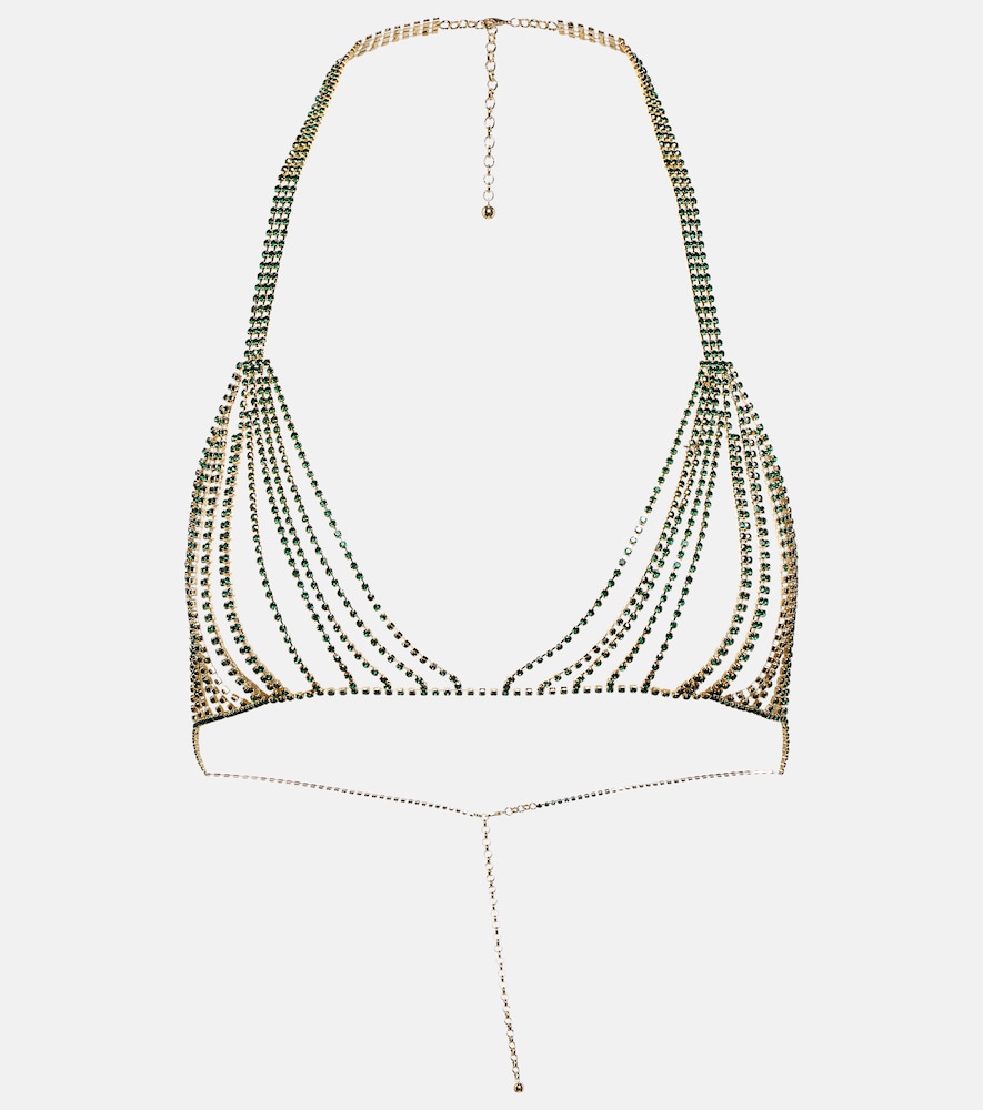 Gem embellished chain bra