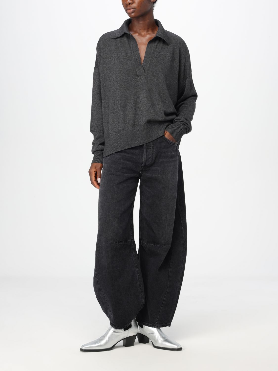 Galix spread-collar jumper - Brown