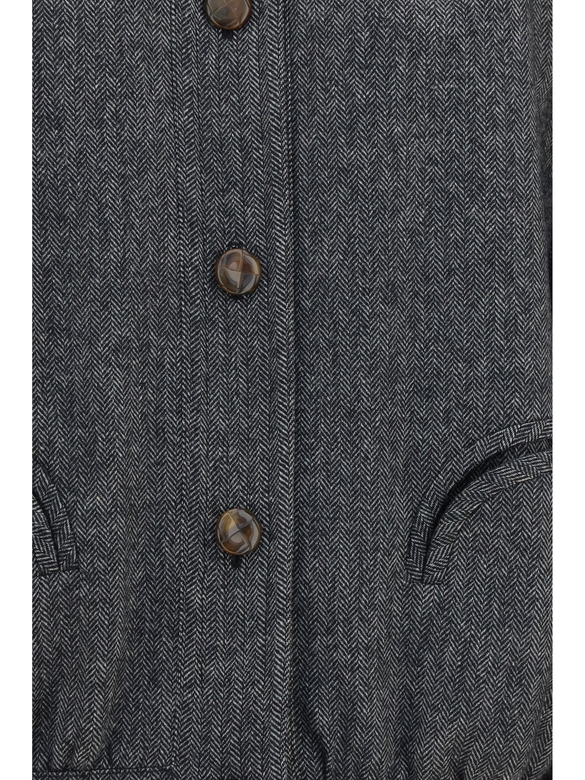 Herringbone Wool-Blend Jacket — Black