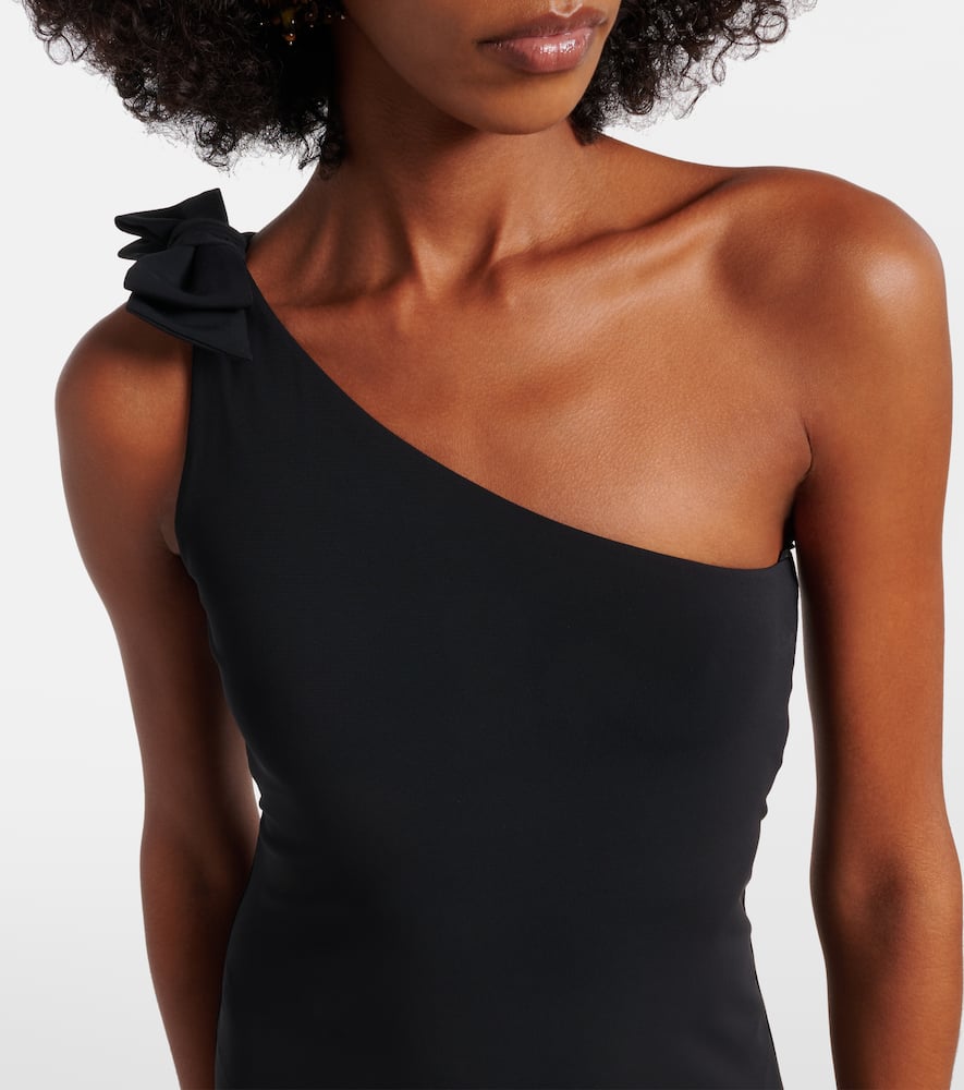 Miss bow-detail one-shoulder maxi dress