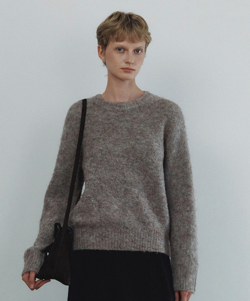 Hairy Wool Round Pullover