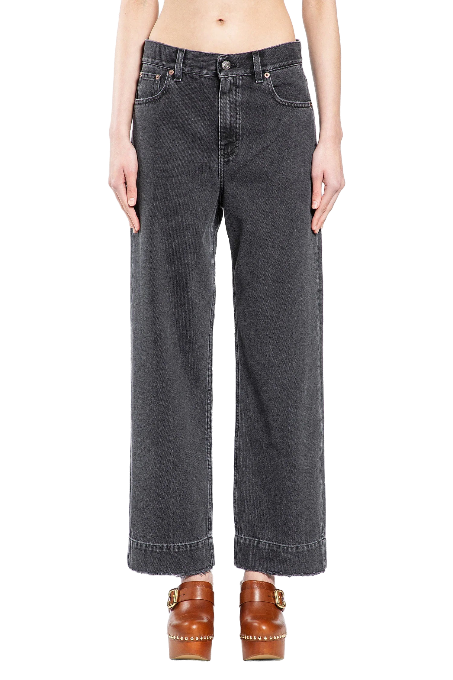 Straight-Leg Denim Jeans — Black