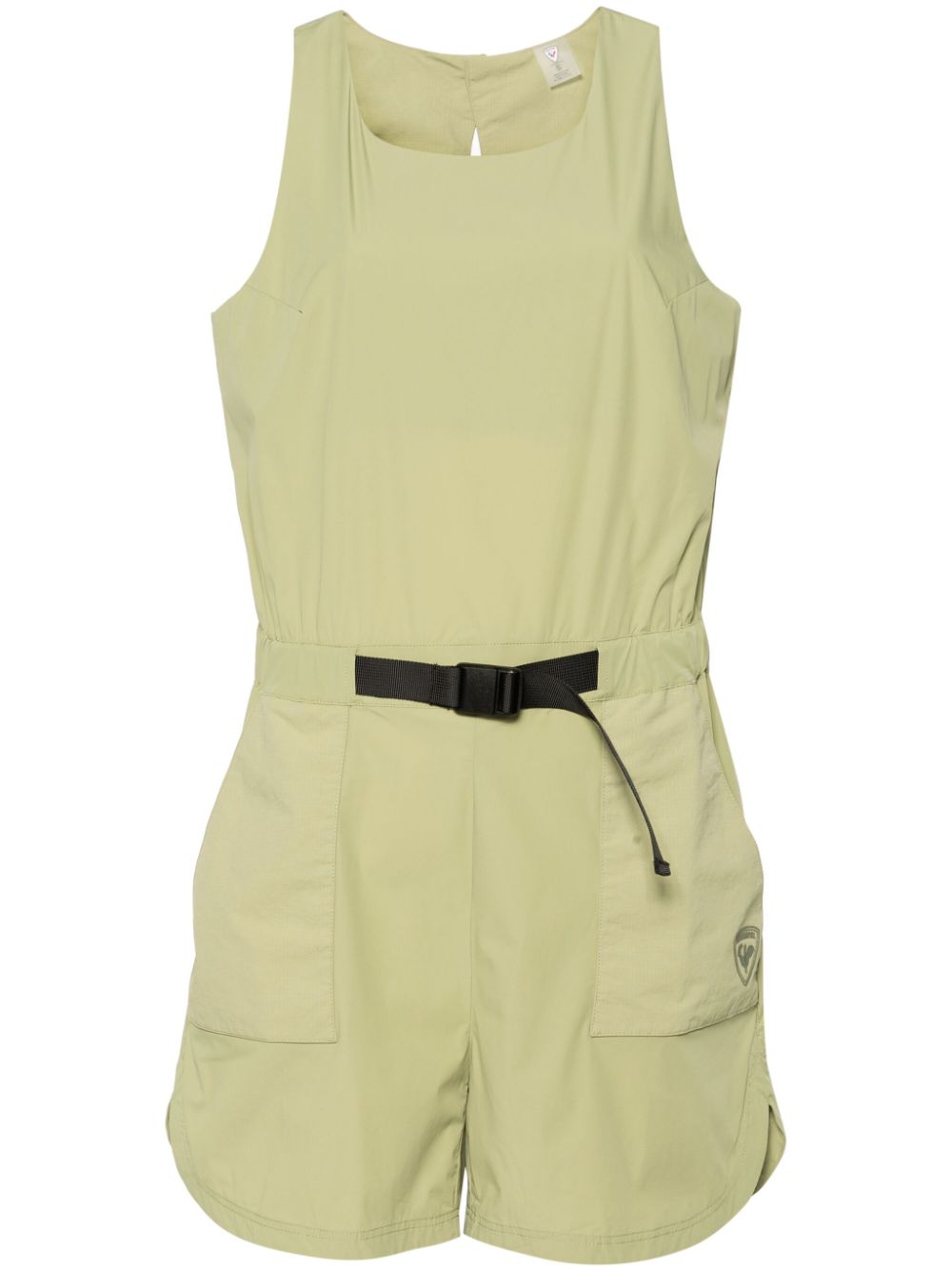 Rubberised-logo sleeveless playsuit - Green