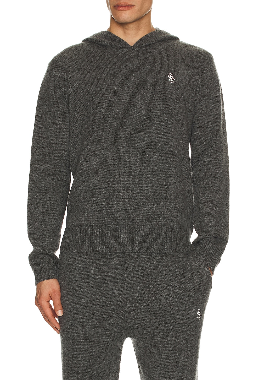 Sporty & Rich Cashmere Hoodie in Grey