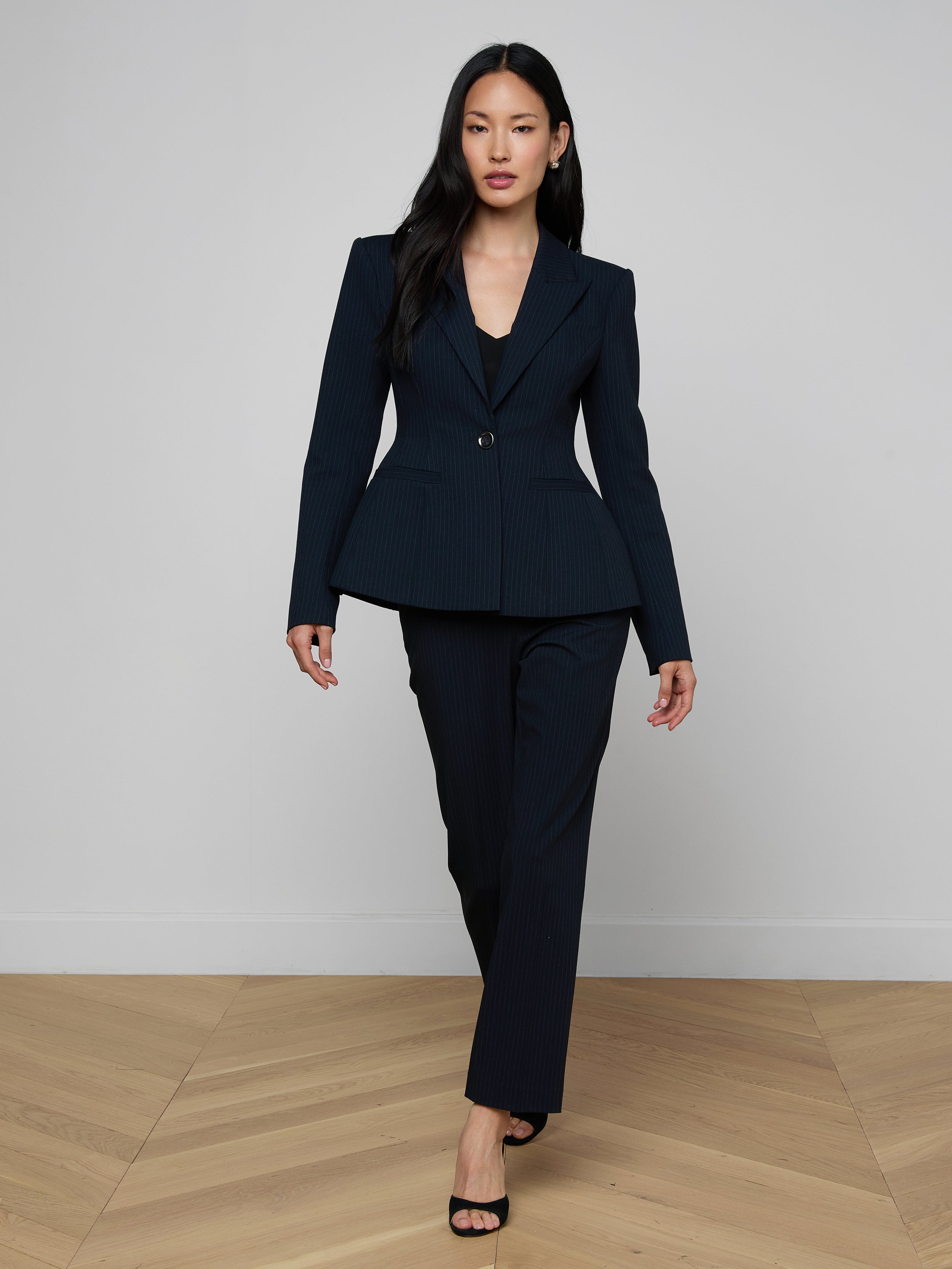 Therese Blazer In Midnight/ivory Pinstripe