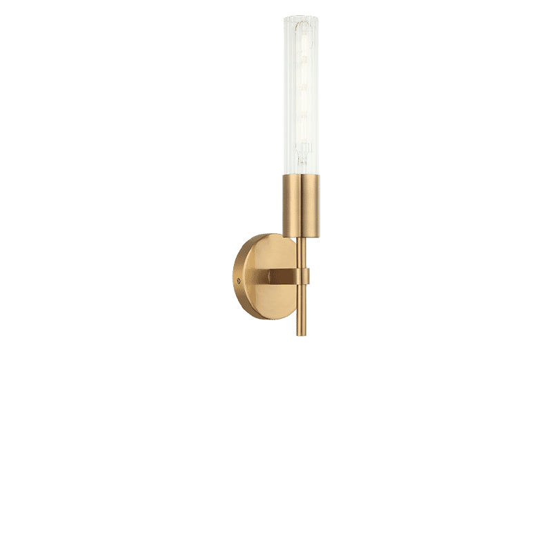 Aged Gold Brass One Light Vanity from the Lumire Collection