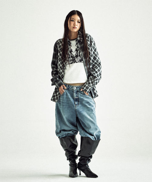 UNBALANCE CHECK SHIRTS BLACK