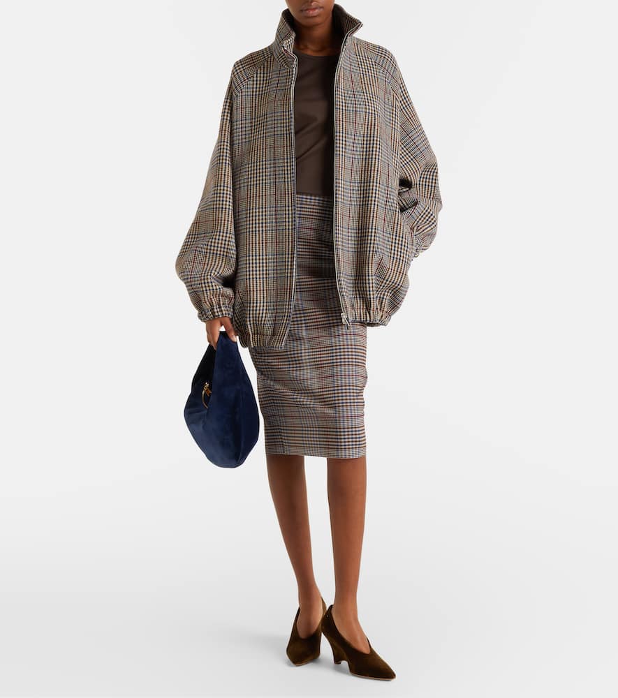 Aurora plaid sheer mesh midi skirt