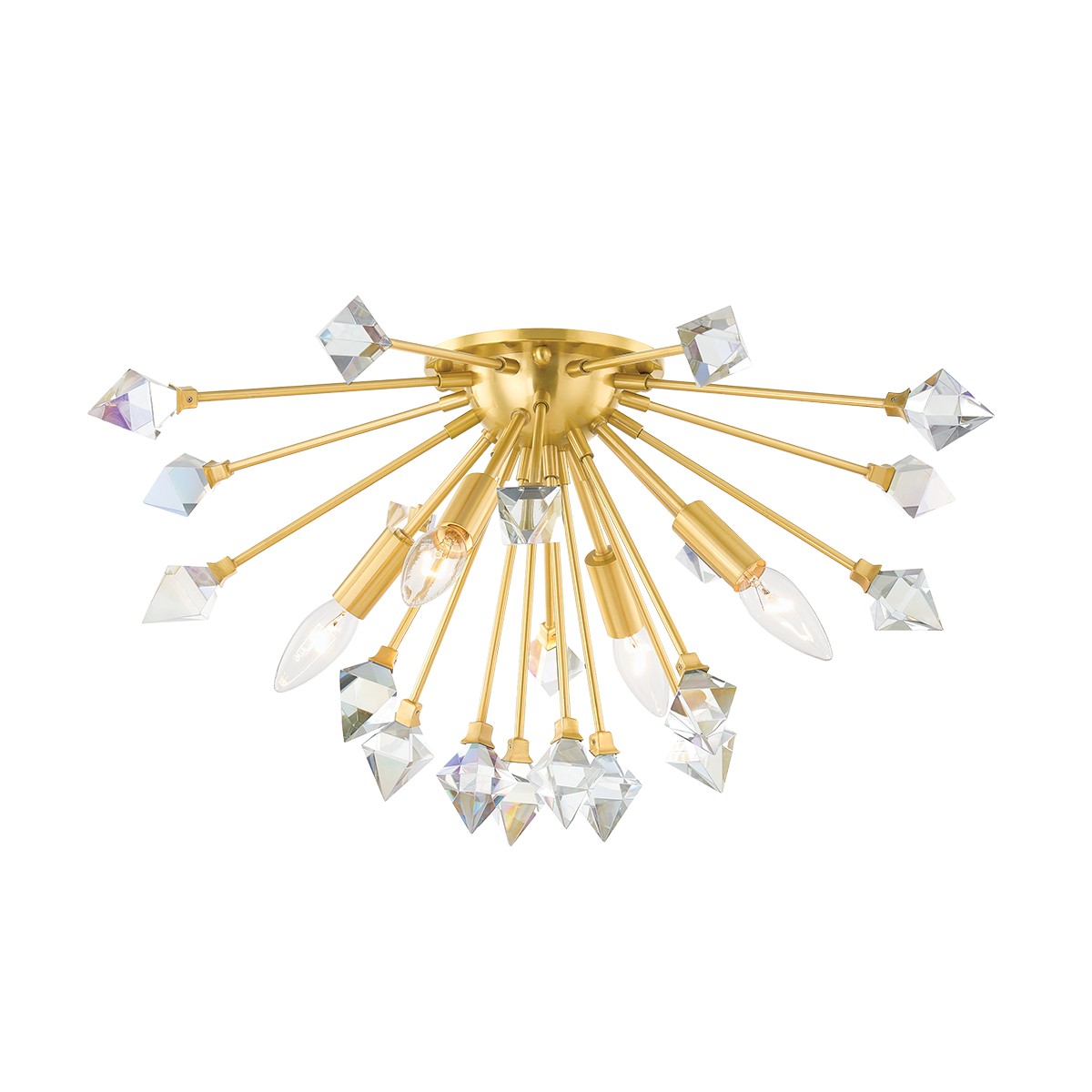 Aged Brass Four Light Flush Mount from the Genesis Collection