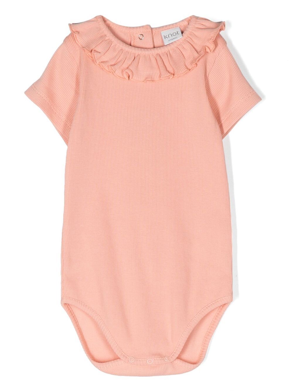 Ruffle-collar ribbed-knit body - Pink