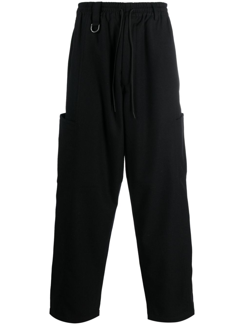 Drawstring cotton track pants - Black