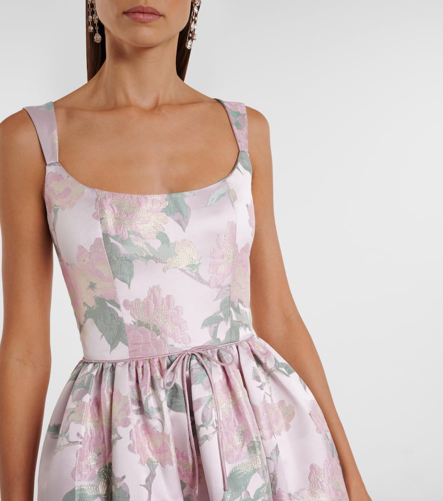 Apple floral brocade corset dress