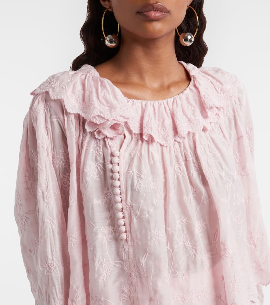 Zelly embroidered cotton and silk blouse