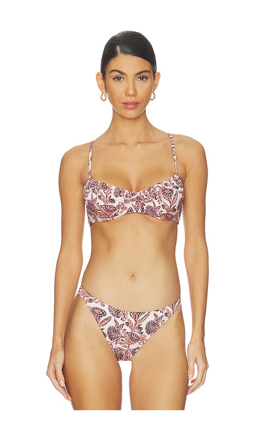 Ulla Johnson Jaya Bikini Top in Cream,Coral. - L also in XS, S