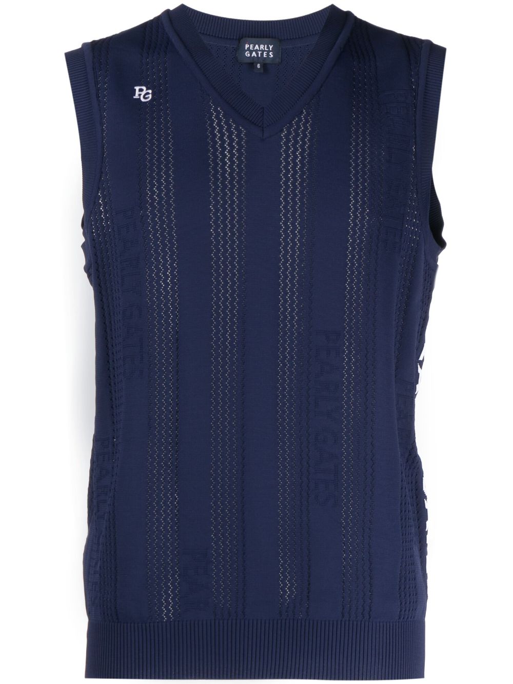 Logo-jacquard V-neck knitted vest - Blue