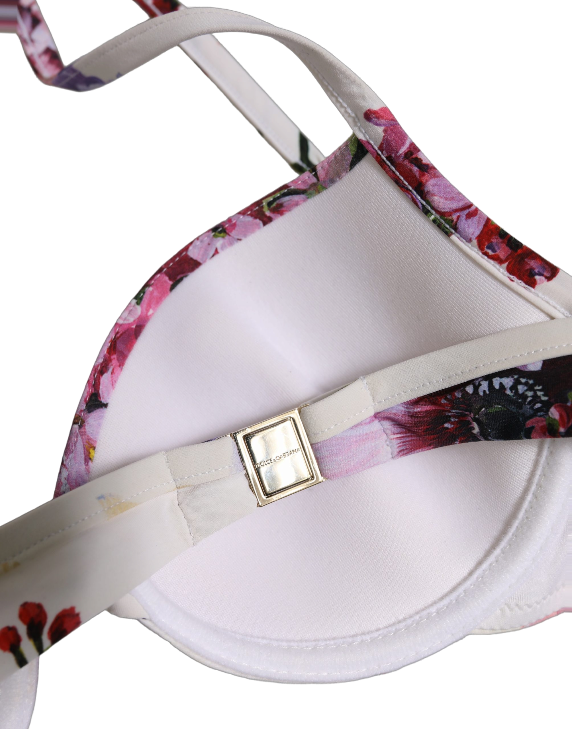 Floral Print Bikini Top — White