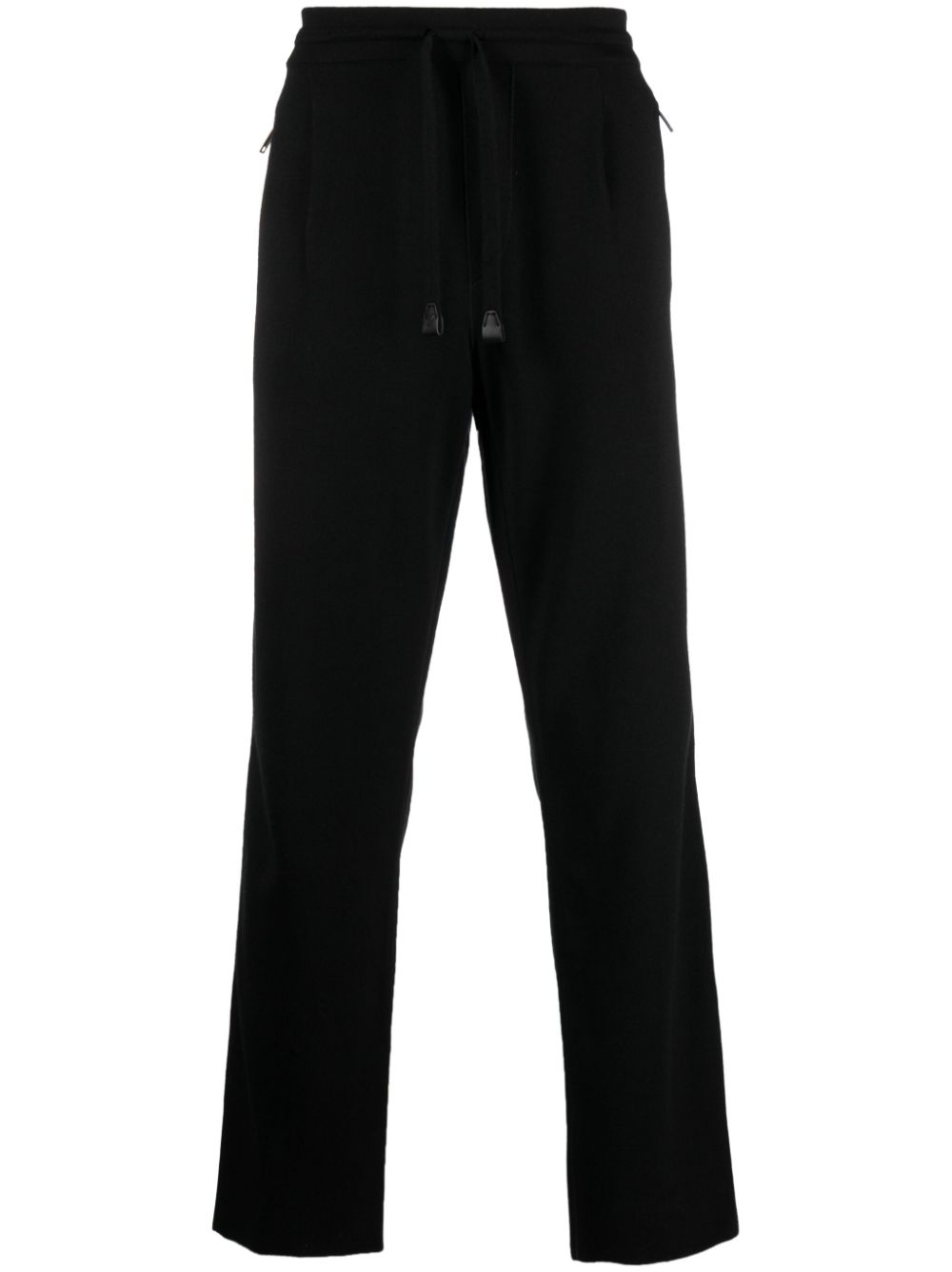 Drawstring-waist straight-leg trousers - Black