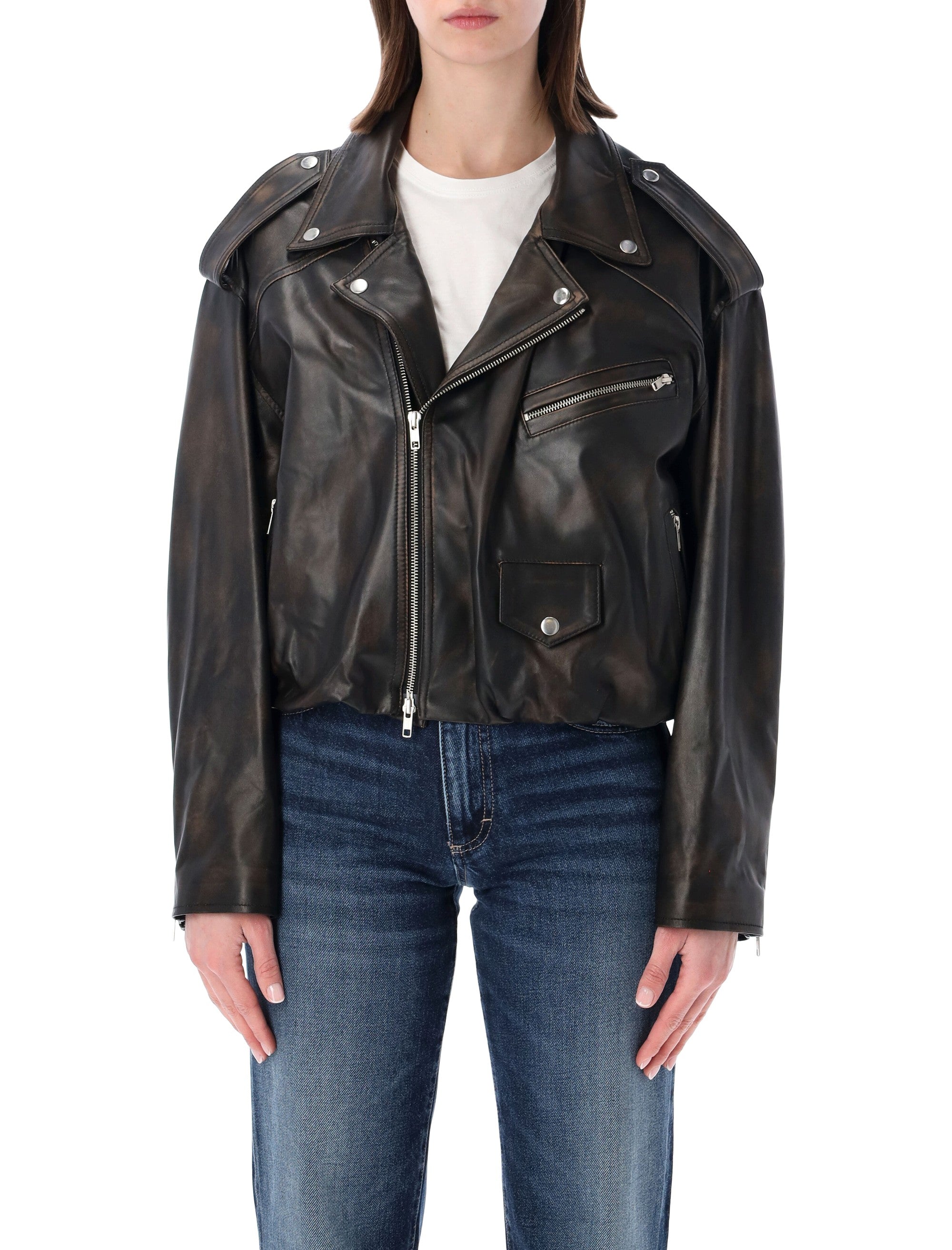 Biker-Inspired Premium Leather Jacket - Women's Size 40