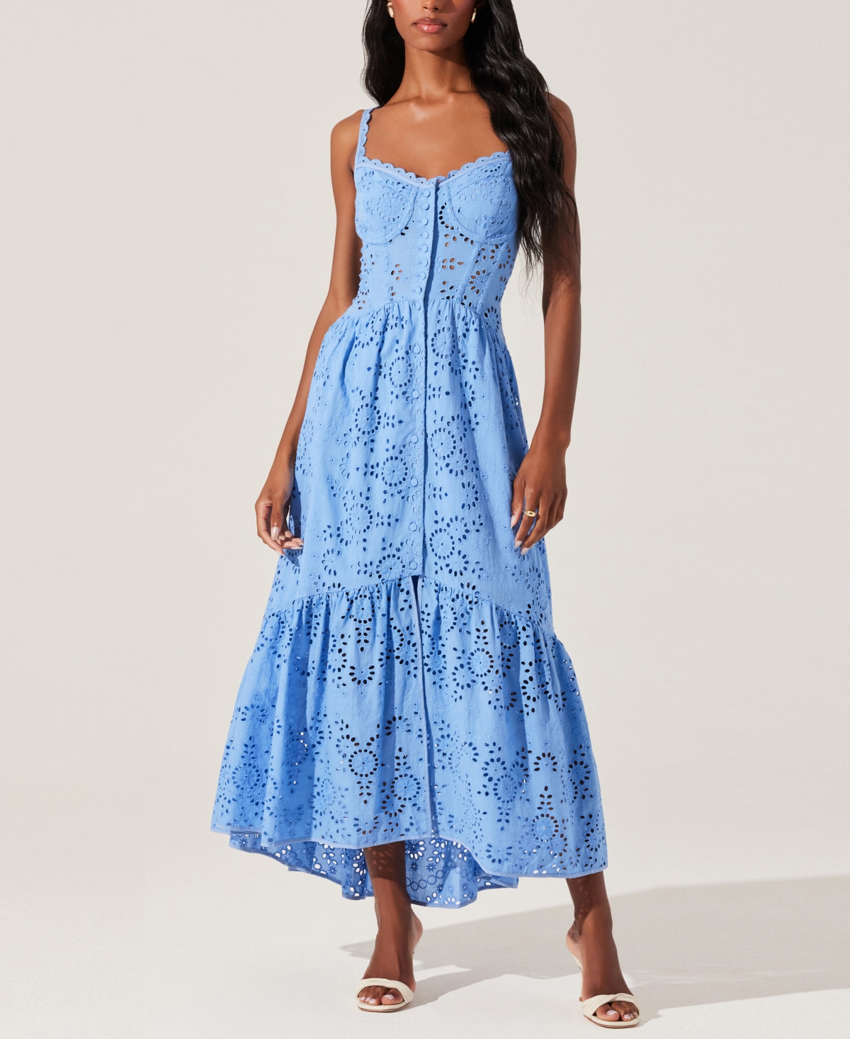 Women's Yamila Eyelet Embroidered Sleeveless Maxi Dress - Blue