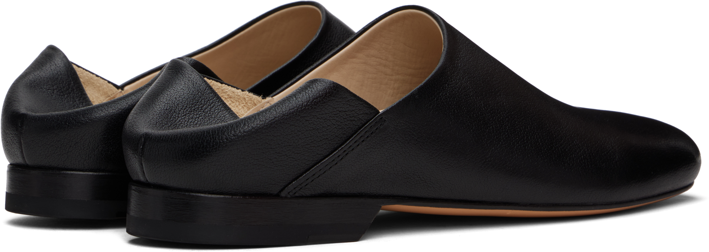 LEMAIRE Black Square Toe Slippers