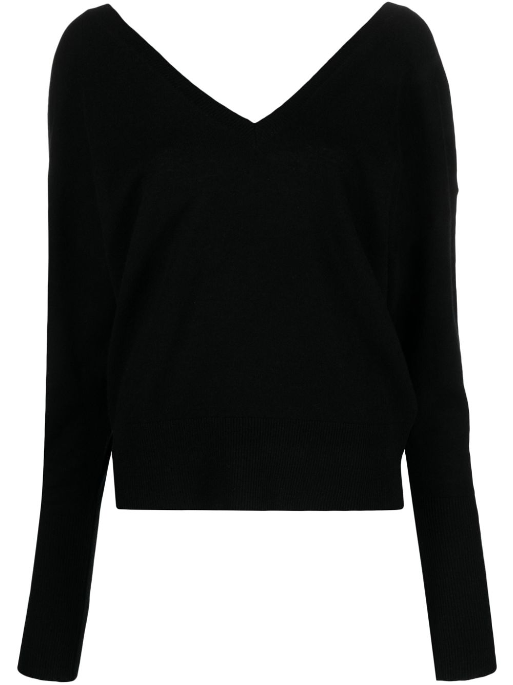 V-neck long-sleeve cardigan - Black