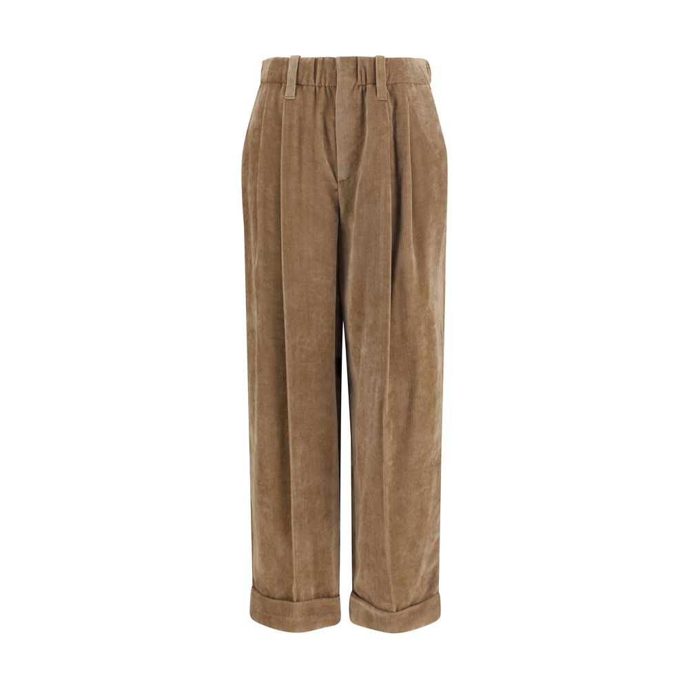 Viscose and Cashmere Blend Trousers — Brown