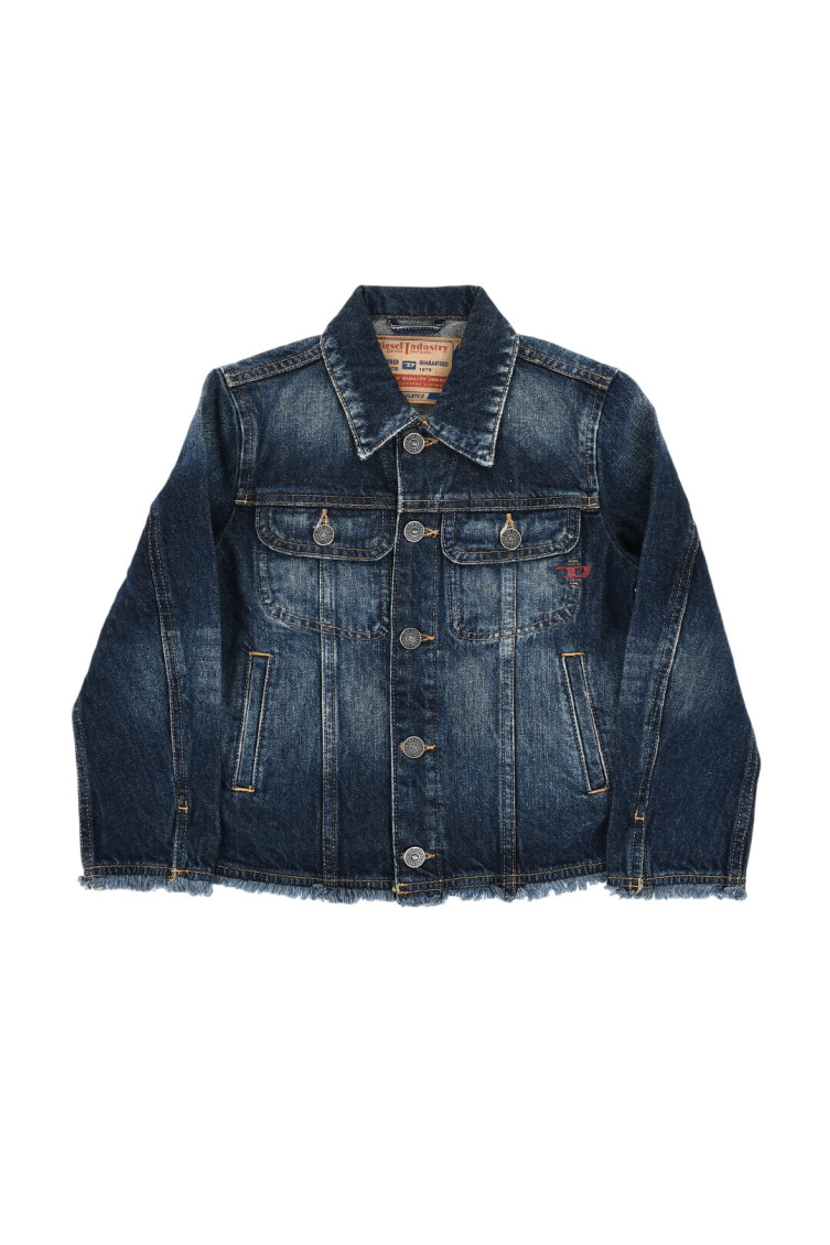 Kids Navy Blue Solid Jacket