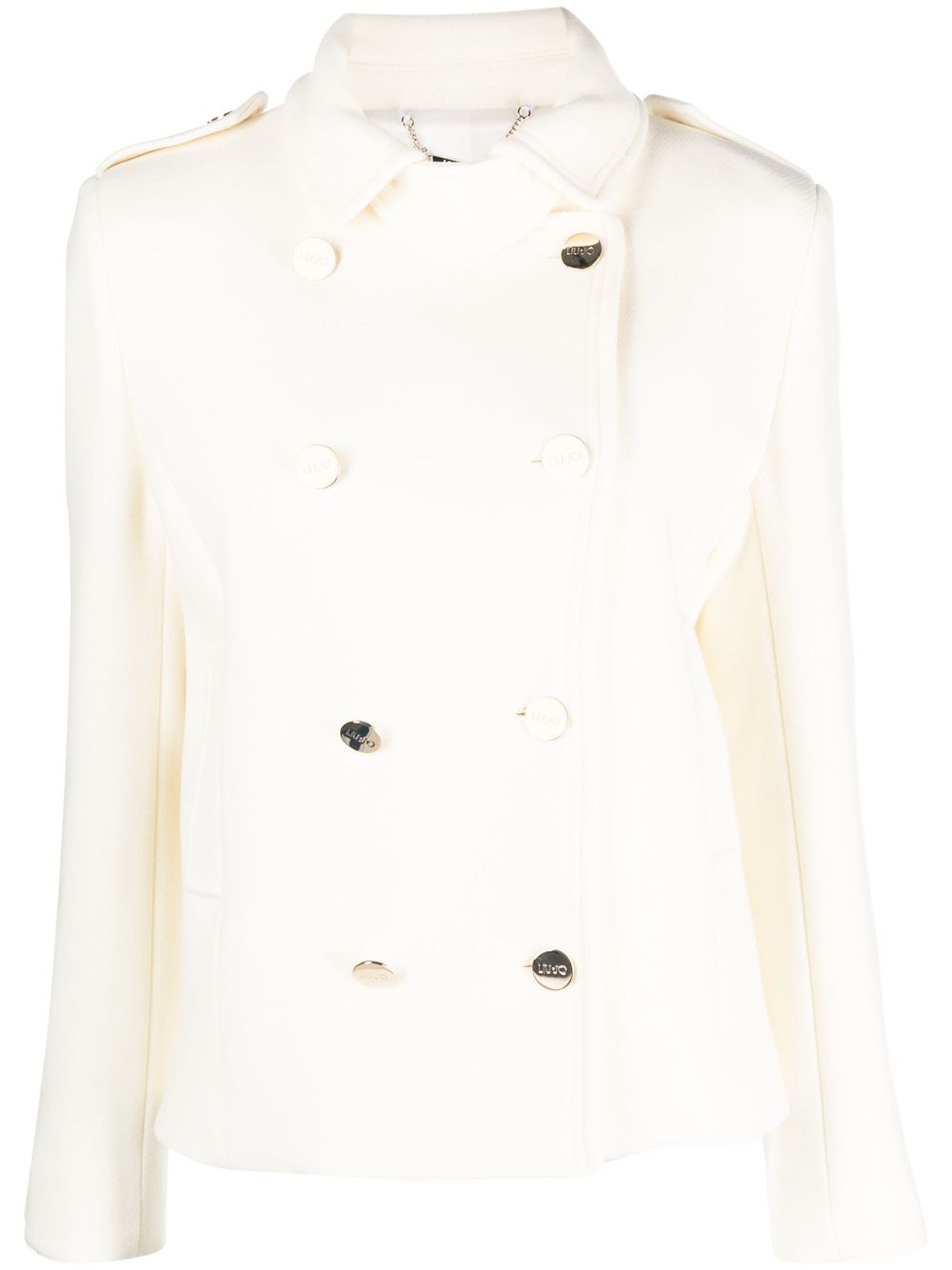 Double-breasted virgin wool coat - Neutrals