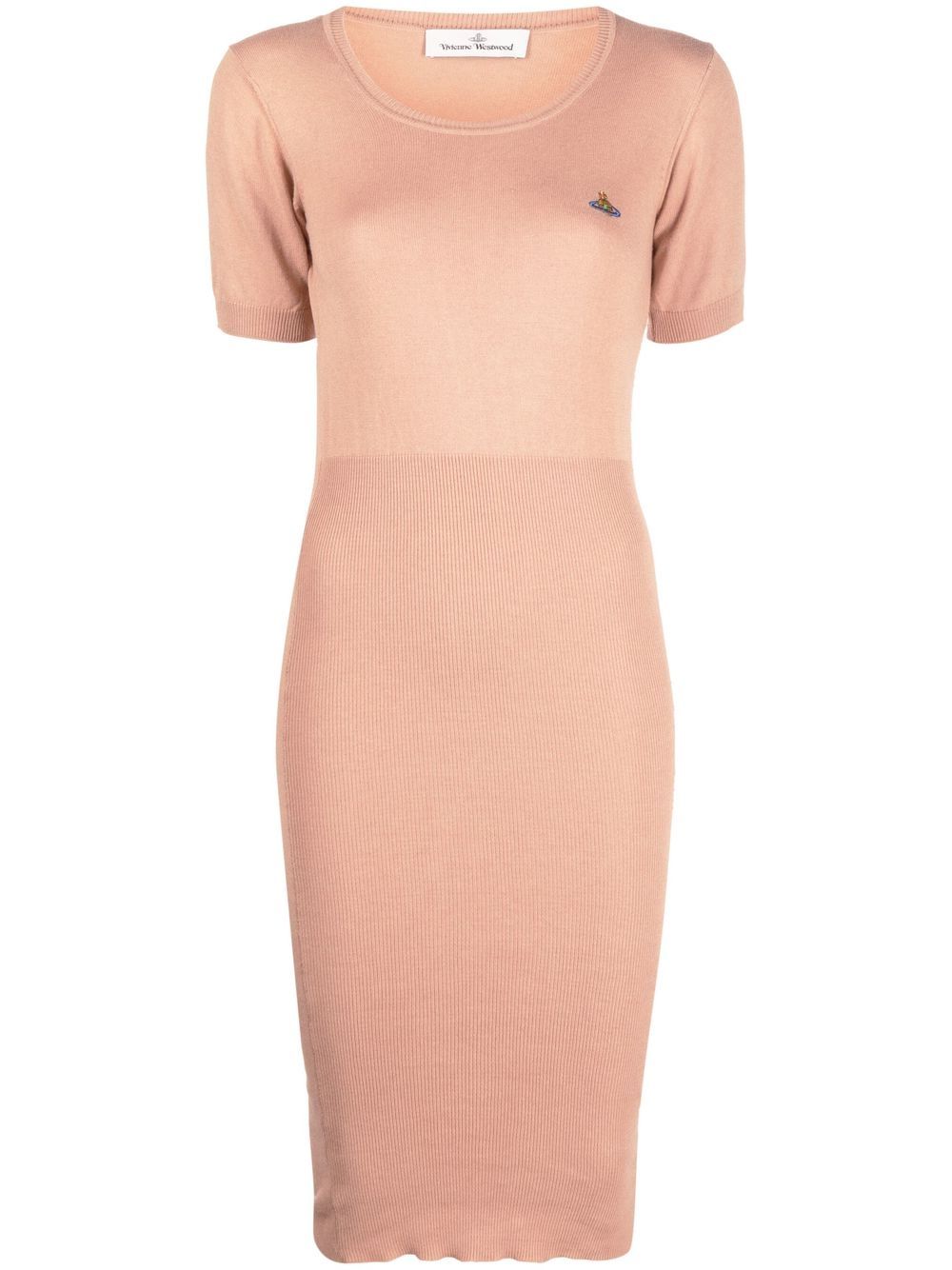 Orb-logo knitted midi dress - Neutrals