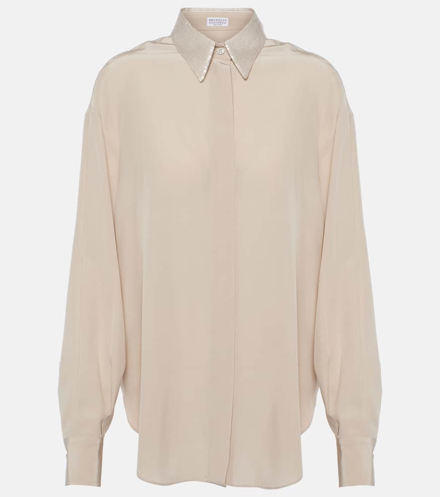 Embellished silk shirt