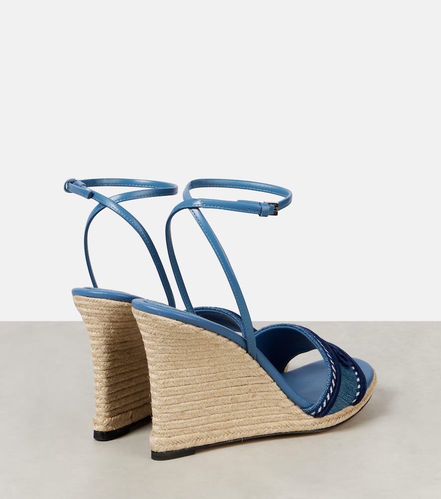 Gucci Logo denim espadrille wedges