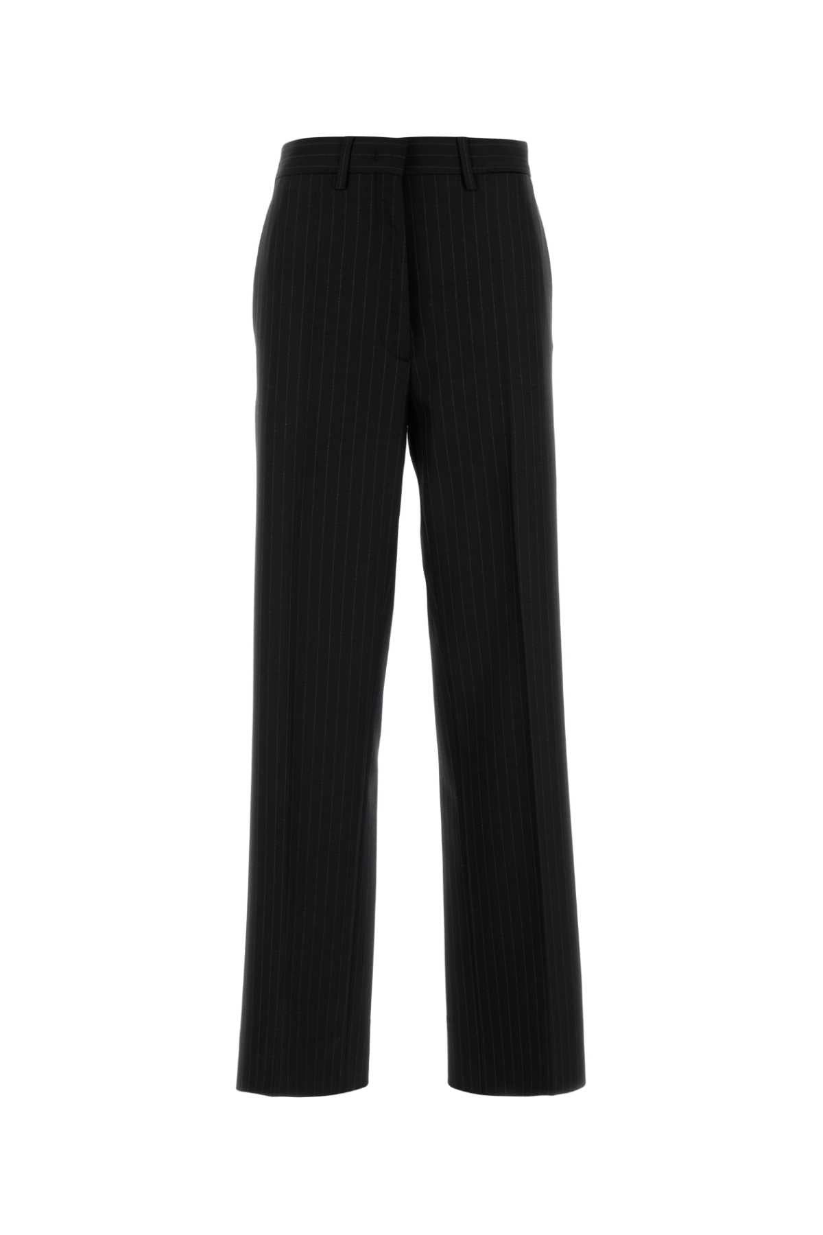 Embroidered Stretch Wool Trousers — Black