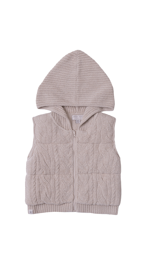 Barefoot Dreams Toddler Cable Puffer Hooded Vest in Grey. 4/5T. Also /3T