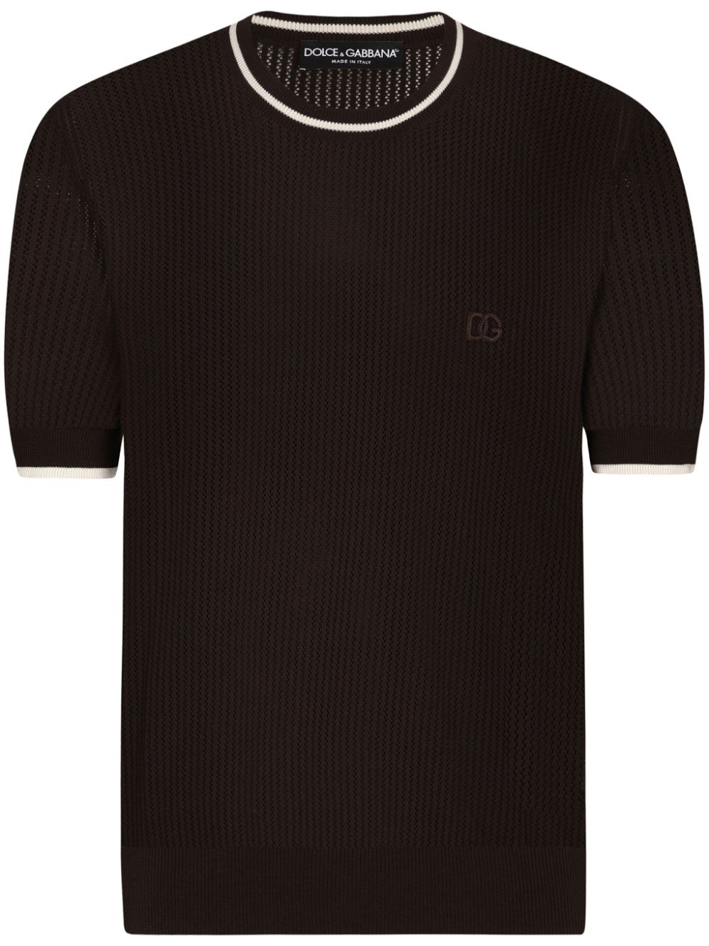 DG logo-embroidered cotton T-shirt - Neutrals